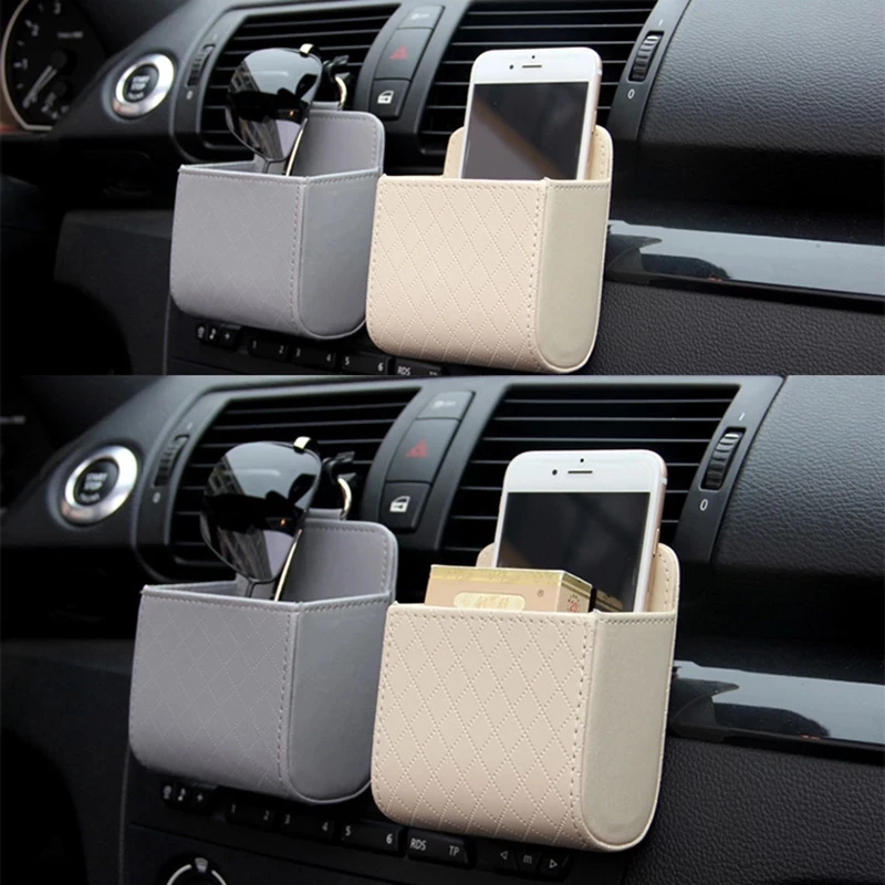 

PU Leather Car Storage Bag Tidy Hanging Leather Organizer Box Glasses Phone Holder Storage Organizer Car Accessories