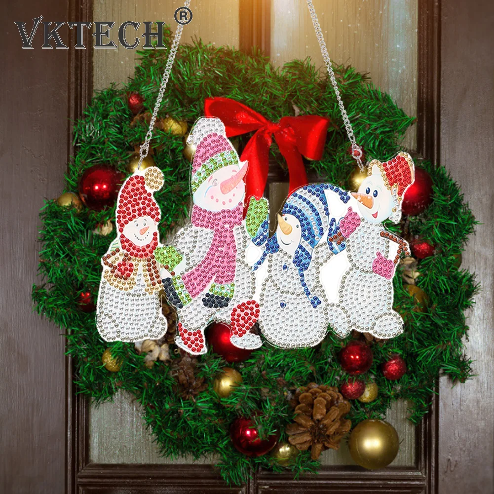 

5D DIY Diamond Painting Christmas Door Hanging Pendant Rhinestone Wall Mounted Decoration Home Party Festive Handcraft Kit