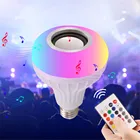 Цветная музыкальная лампа E27, Беспроводная Bluetooth Колонка 12 Вт, RGB светодиодная лампа, умный светильник, музыкальный проигрыватель с дистанционным управлением