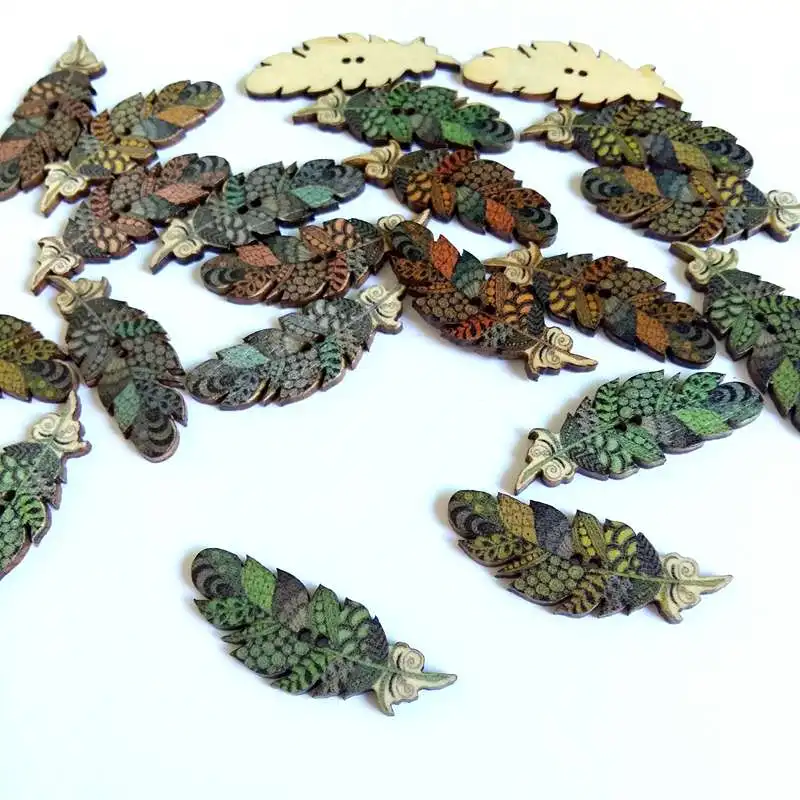 50 шт./упак. перьевые пуговицы с рисунком винтажные фотообои для скрапбукинга