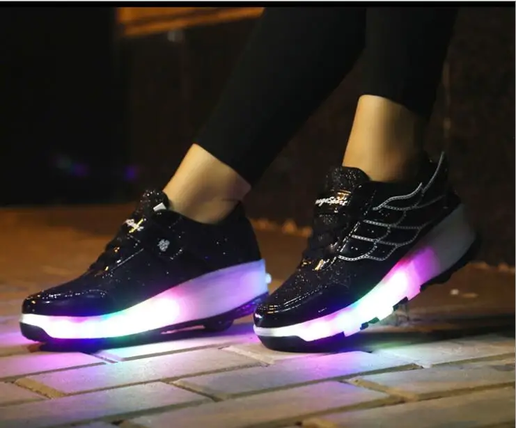 color 9 Heelies usb зарядка светодиодный светильник кроссовки с одним колесом мальчик девочка роликовые коньки повседневная обувь с роликом - Цвет: color 9