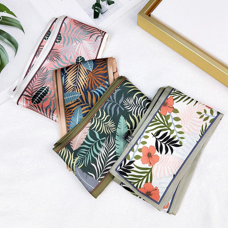 

MoriBty Skinny Women Silk Scarf Neckerchief Luxury Print Spring-Autumn Bufandas Ties Foulard Femme Hair Ribbon Headscarf Wraps