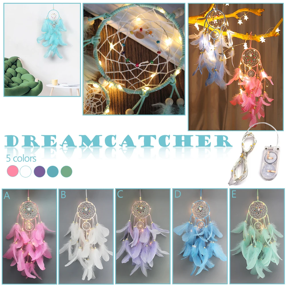 

Sansei III Dream Catcher National Feather Ornaments Lace Ribbons Feathers Wrapped Lights Dream Catcher Boho Style Home Superb