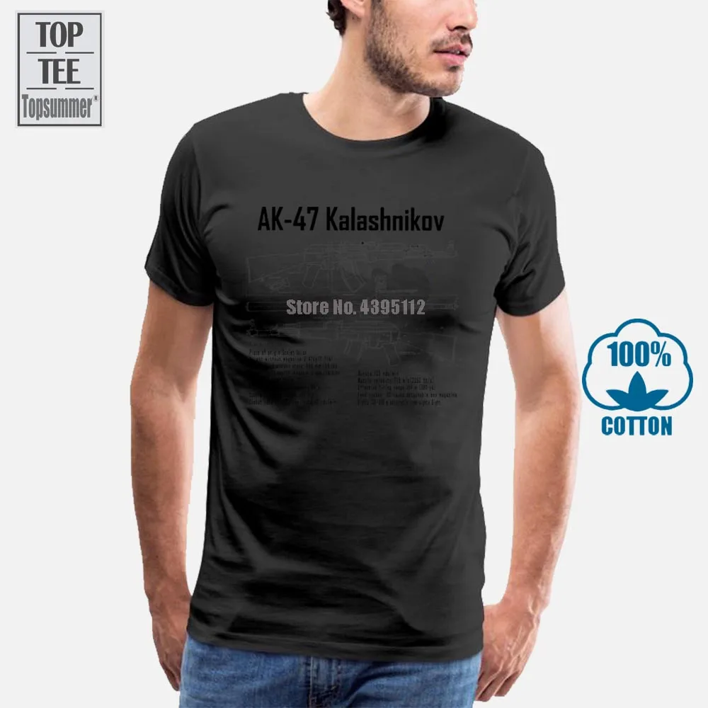 

Men'S T Shirt 2019 Newest Ak 47 Kalashnikov Blueprint Ussr Russia Russland Soviet Union T Shirt Tee Shirt Design 032579