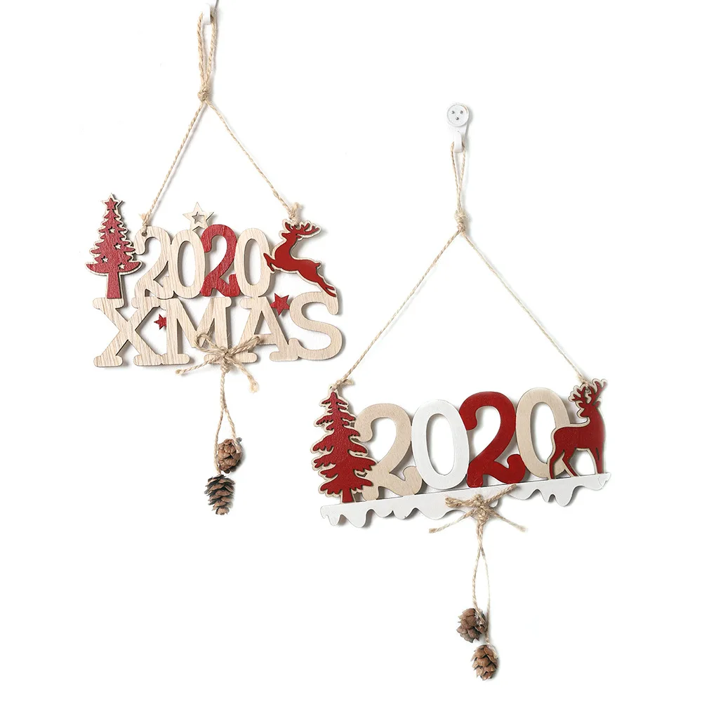 

New Christmas decorations English alphabet wooden hanging 2020xmas door hanging small tree hanging