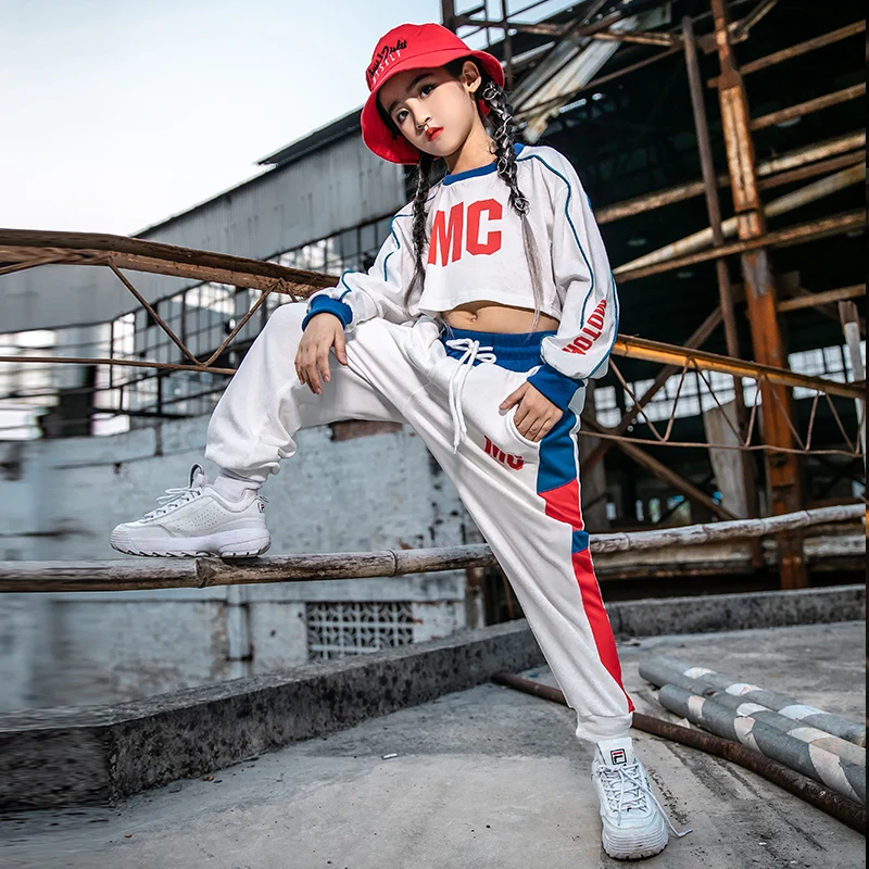 Новейший танцевальный костюм в стиле хип-хоп Детская уличная одежда для девочек