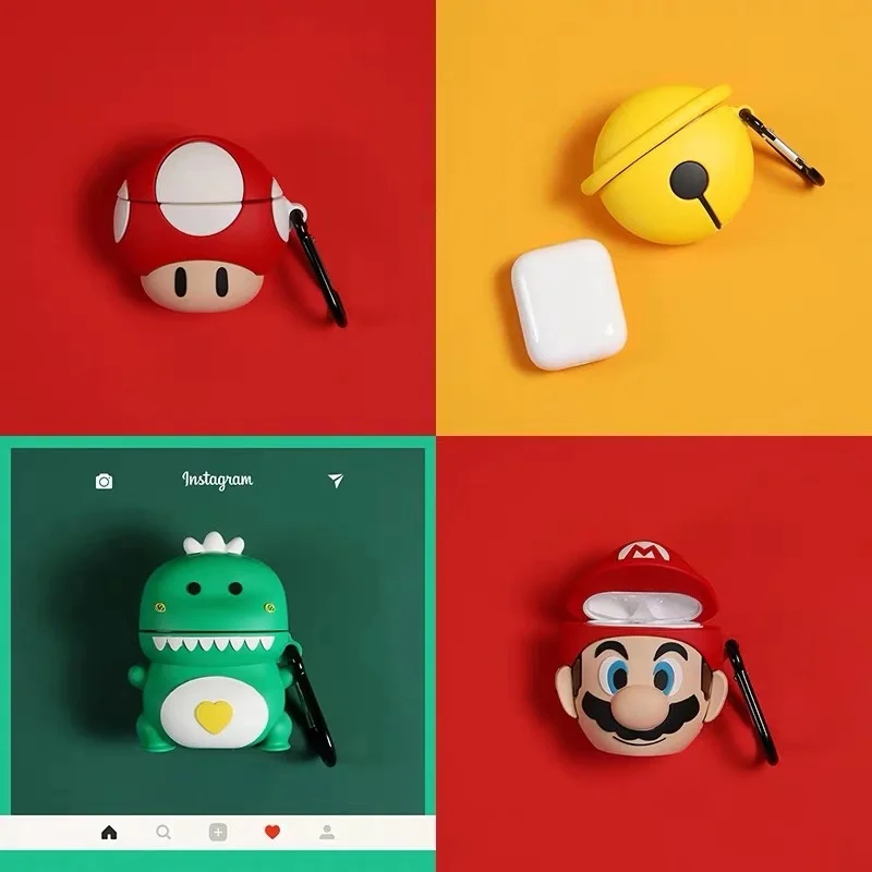 3D силиконовый чехол с рисунком Супер Марио Bros для air pods 1 2, чехол для наушников Apple Airpods, силиконовый чехол s Funda