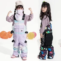 2021 waterproof girls ski pants sports kids snow overalls winter children jumpsuits windproof one piece skiing suits clothes