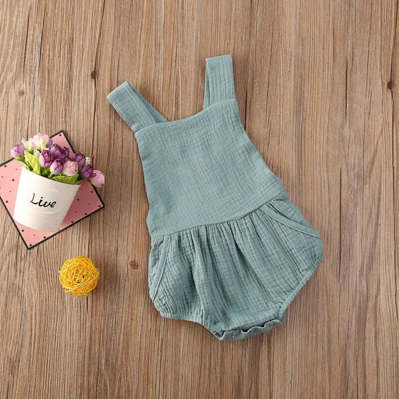 

0-24M Newborn Infant Baby Boy Girl Bodysuit Cotton Romper Casual Jumpsuit Summer Outfit Bib Pants Clothes