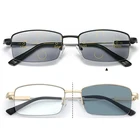 Мультифокальные Прогрессивные очки для чтения, мужские фотохромные очки с защитой от синего спектра, металлическая полуоправа, 1,5, 2,5