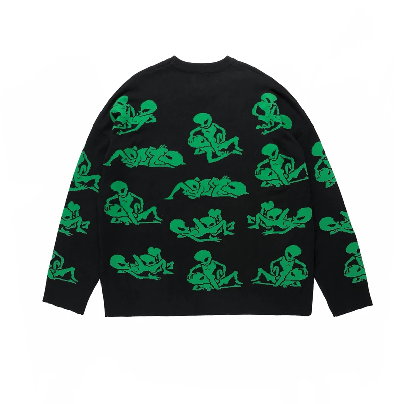 Мужские пуловеры свитера в стиле хип хоп уличная одежда с узором пришельцами