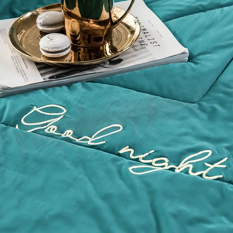 

Washed Summer Tencel Air Condition Quilt Solid Colors Embroidery Silky Comfortable Super Soft Summer Bedding Sofa Sleeping Quilt