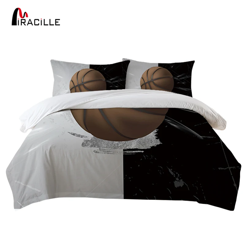 

Miracille Bedding Cover Basketball Cool Bedding Sets Home Decor Bedspread Washable Duvet Cover Shams Soft Linings