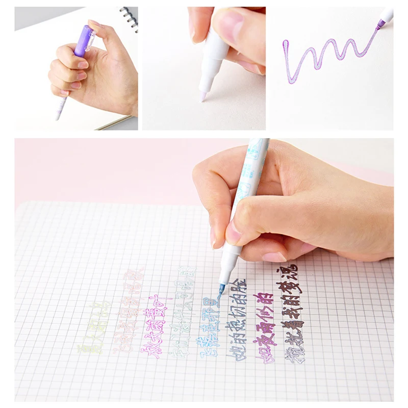 

8Pcs/Set Double Liner Outline Pen Writing Drawing Pens Stationery FKU66