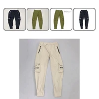 fashion training slacks wear resistant skin touch solid color drawstring men cargo pants cargo pants fitness pants