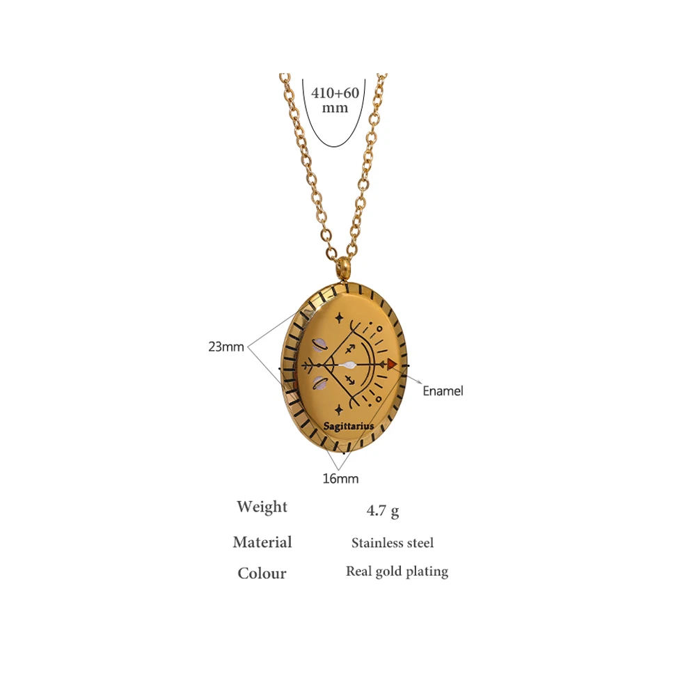 Yhpup New 316 Stainless Steel 12 Constellation Drop Pendant Necklace Waterproof Golden Jewelry 18 K Metal Collar Necklace Gift images - 6