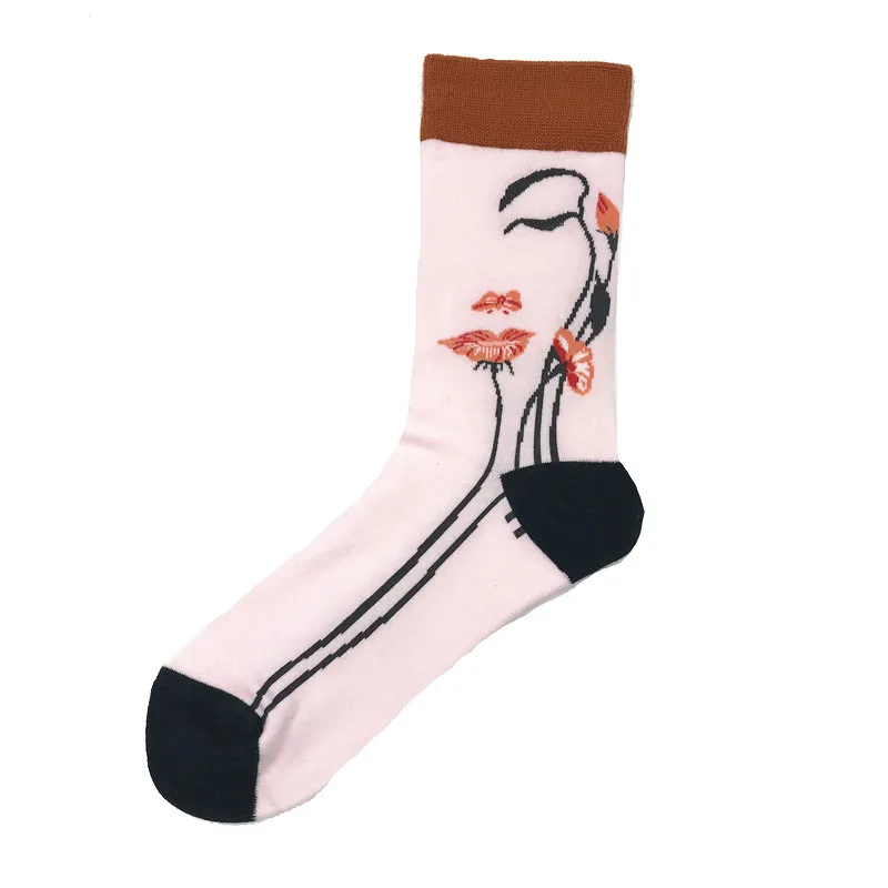 socks 17 Kawaii/женские носки с цветочным рисунком; милые женские носки с абстрактным принтом; хлопковые короткие креативные носки с животными; теплые забавные зимние носки до щиколотки - Цвет: socks 17