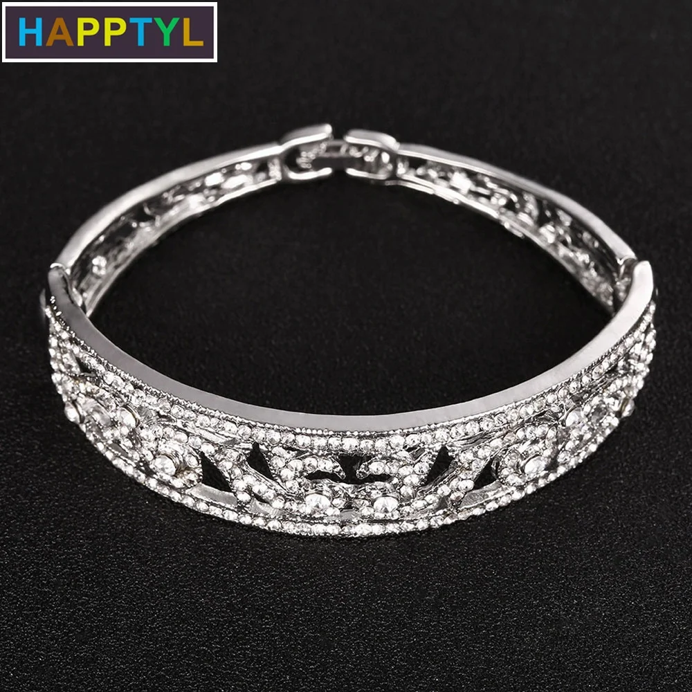 HAPPTYL 1 шт Свадебные ювелирные изделия имитация стразы без стрейч браслет серебро |