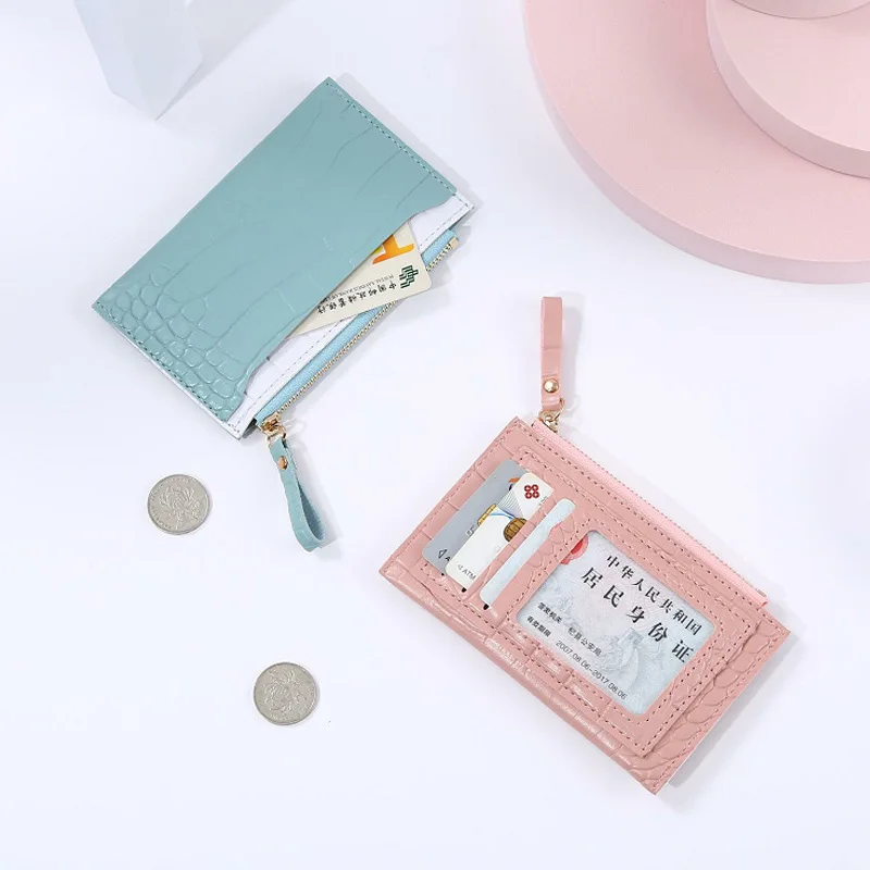 

Fashion Women PU Leather Alligator Pattern Card Holder Casual Ladies Contrast Color Wallet Mini Coin Purse
