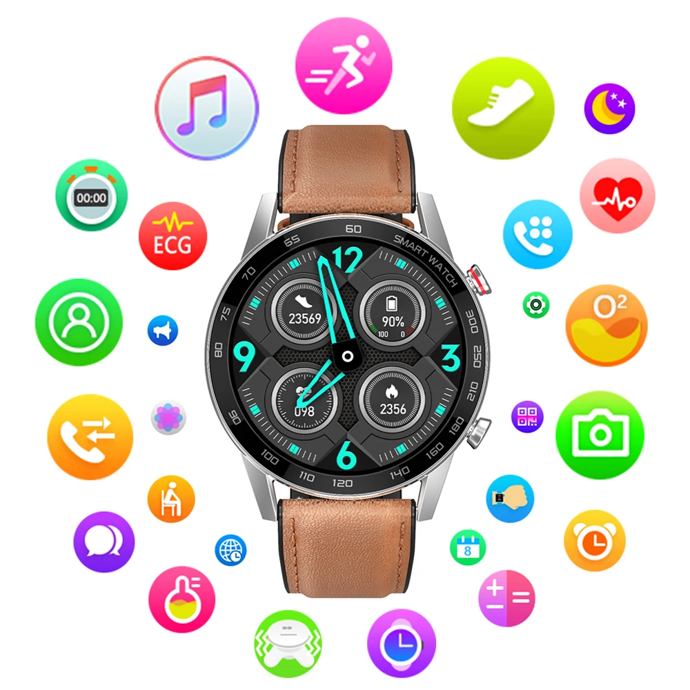 Vwar Trend 5 Bluetooth Вызов ЭКГ PPG 360*360 HD экран IP68 Водонепроницаемый фитнес трекер кровяное