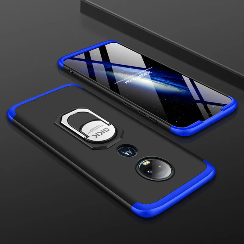 Чехол для Motorola Moto G7 Plus, роскошный полный защитный чехол с магнитным кольцом, противоударный чехол для MOTO G7 G6 G5s Plus, чехол - Color: Blue Black