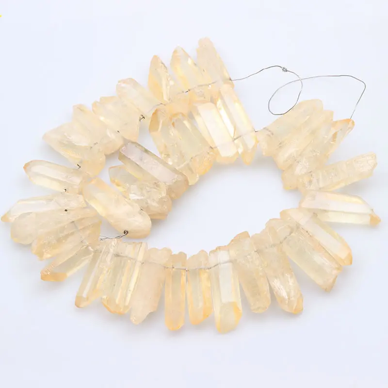 Натуральный цитрин кварцевые верхние просверленные ломтики россыпью желтый