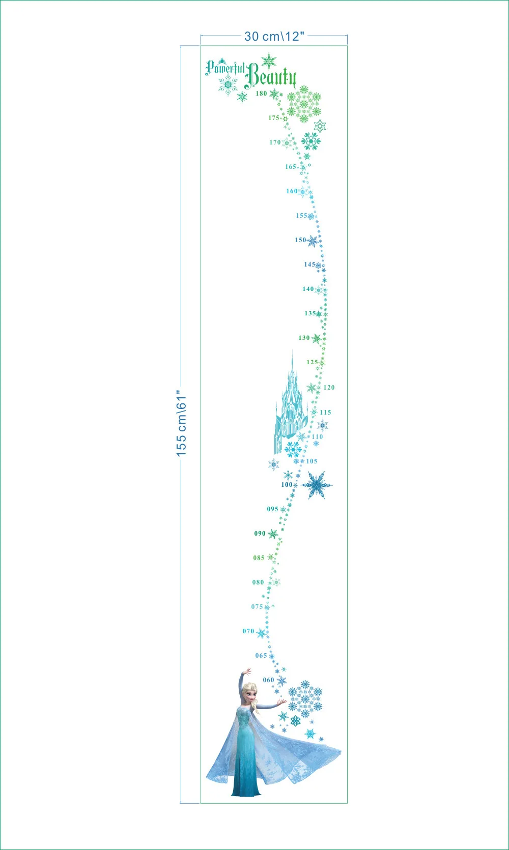 Мультфильм Высота измерения роста диаграмма Замороженные наклейки на стену для