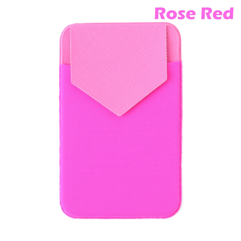 rose red 1 шт. кредитный ID держатель для карт клейкая наклейка карман Модный Эластичный мобильный телефон кошелек держатель для карт Чехол кожаный карман для сотового телефона - Цвет: rose red