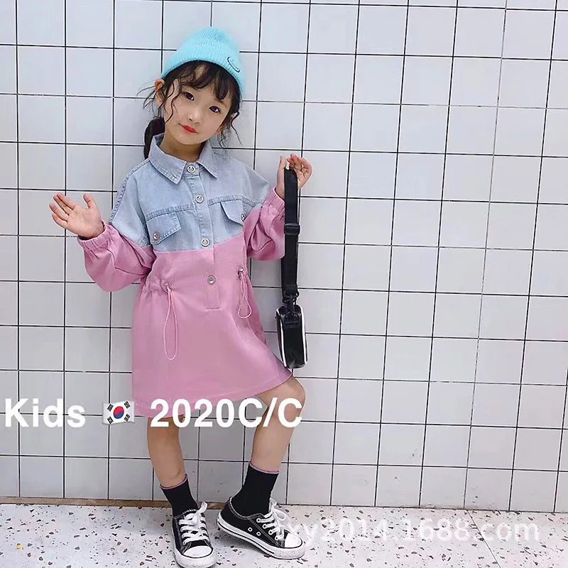 Новинка Весна 2020 Повседневное платье-рубашка с джинсовой строчкой на талии для