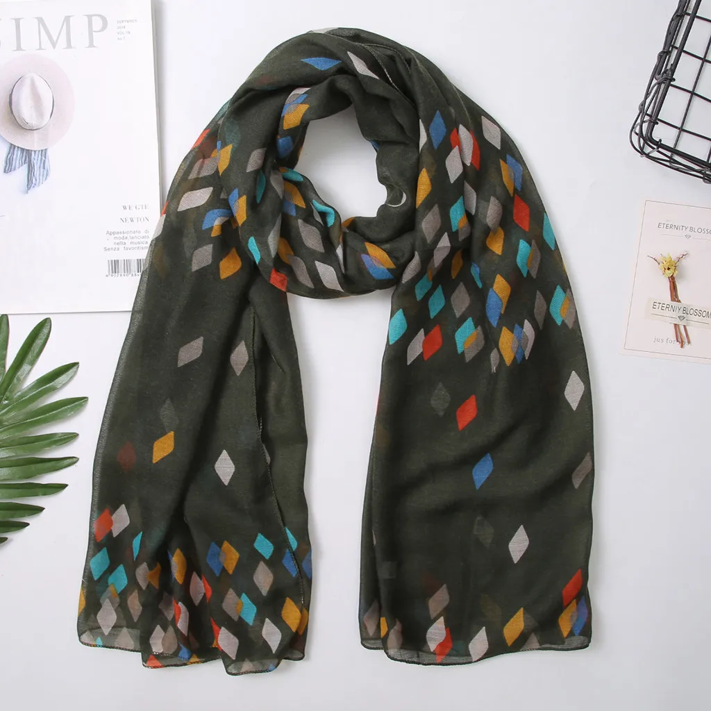 Шарфы для женщин модный шарф весна 2019 цветочный длинный трикотажный синий белый