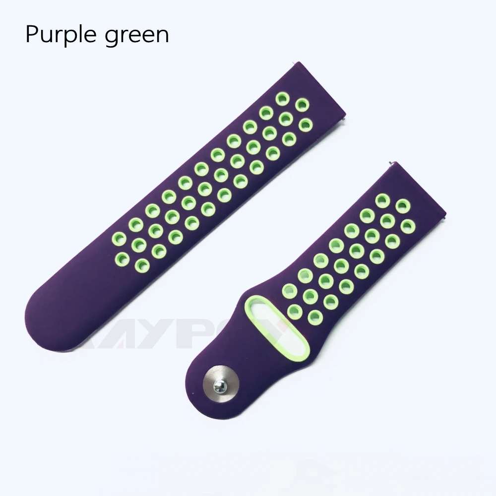 purple green Красочные Мягкие силиконовые часы ремешок для Xiaomi Huami Amazfit Pace дышащий браслет Сменные браслеты 22 мм ремешок - Цвет: purple green