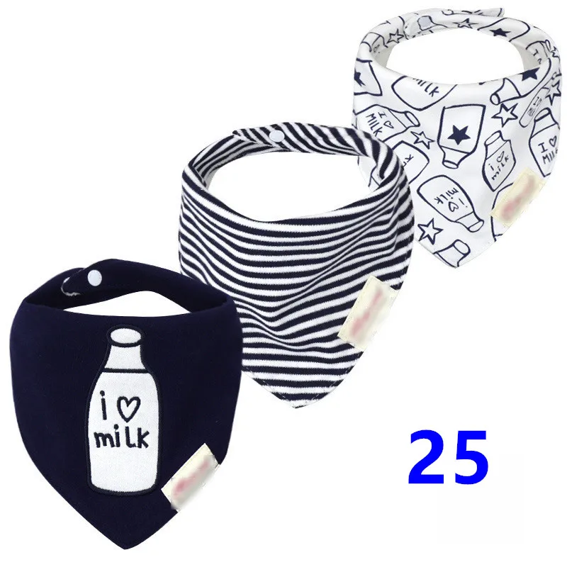 25 3pcs Organic Cotton Baby Scarf Muslin Burp Cloth Bandana Bibs Newborn Baby Boy Infant Girl Toddler Winter Scarf Waterproof Bib - Цвет: 25