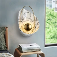 indoor led retro full copper wall lamp decorative resin wall lamp home lamp living room bedroom lamp round ac220v warm light