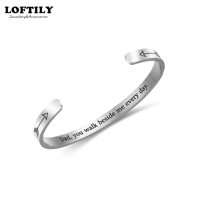 Браслет с гравировкой манжета браслет для женщин мужчин панк модный подарок отца