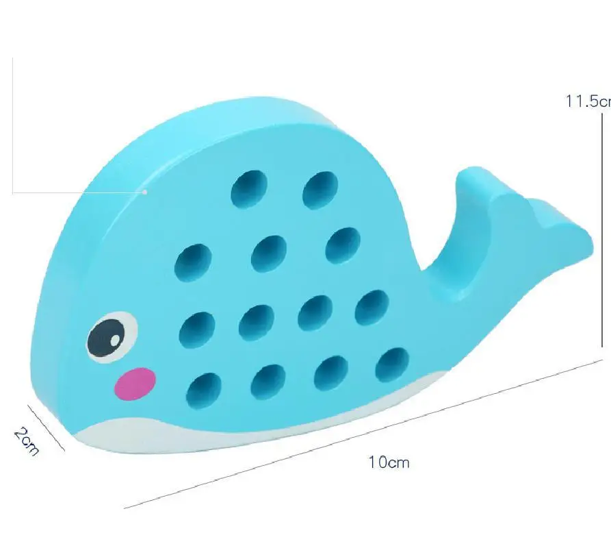 

Montessori New Kids toy Yellow Duck Whale Threading Game Early Education Teaching Baby Exercise Hands-on Wooden Diy Toys