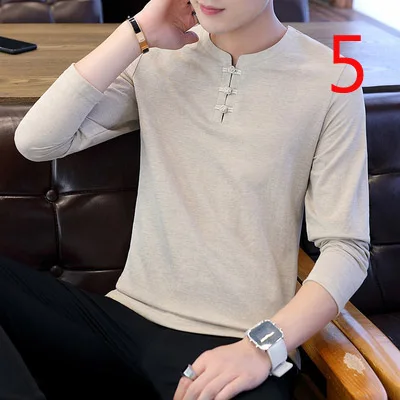 

2020 autumn long-sleeved t-shirt male Korean version of the self-cultivation trend thin section cotton