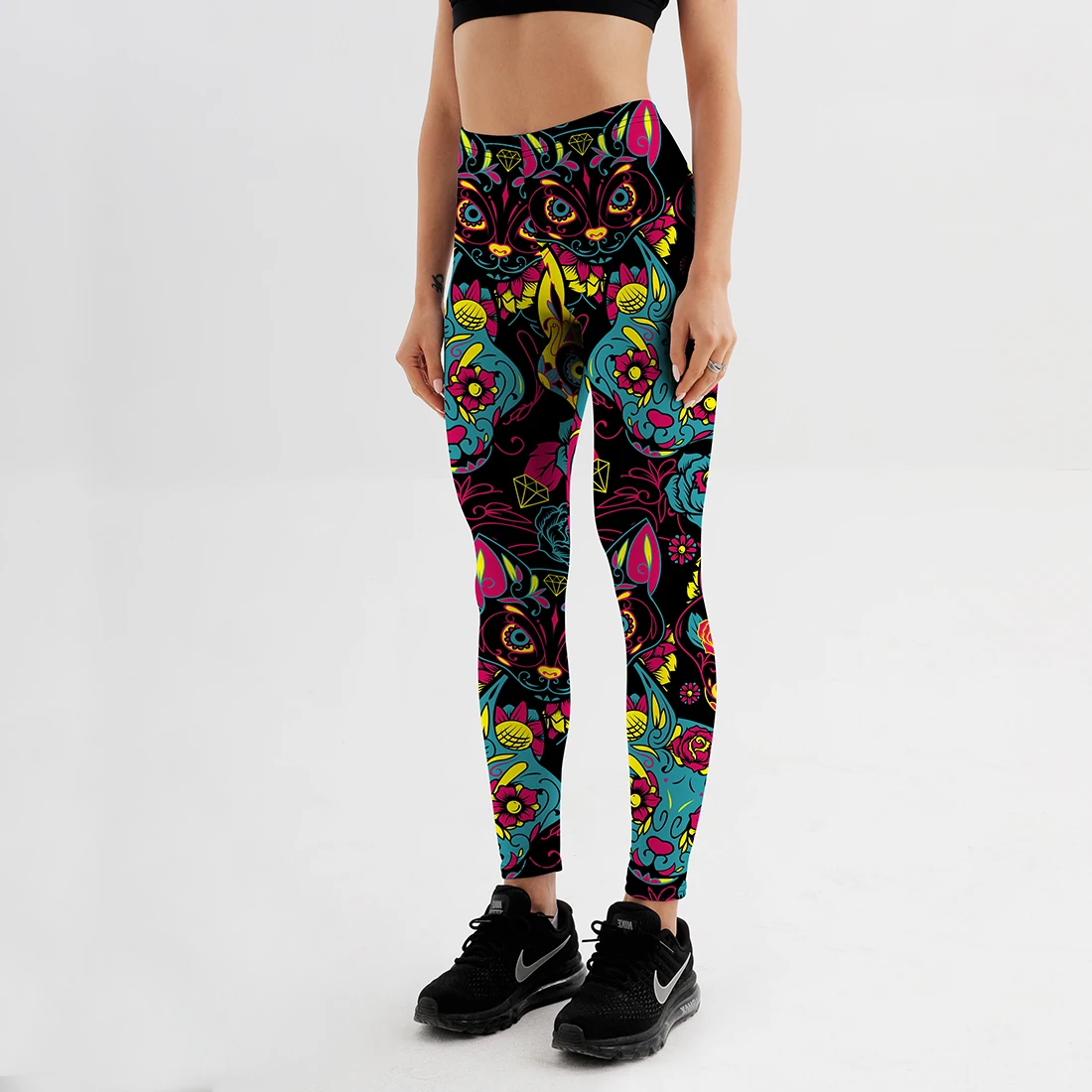 Женские леггинсы для фитнеса Qickitout эластичные штаны карандаш с цифровым принтом
