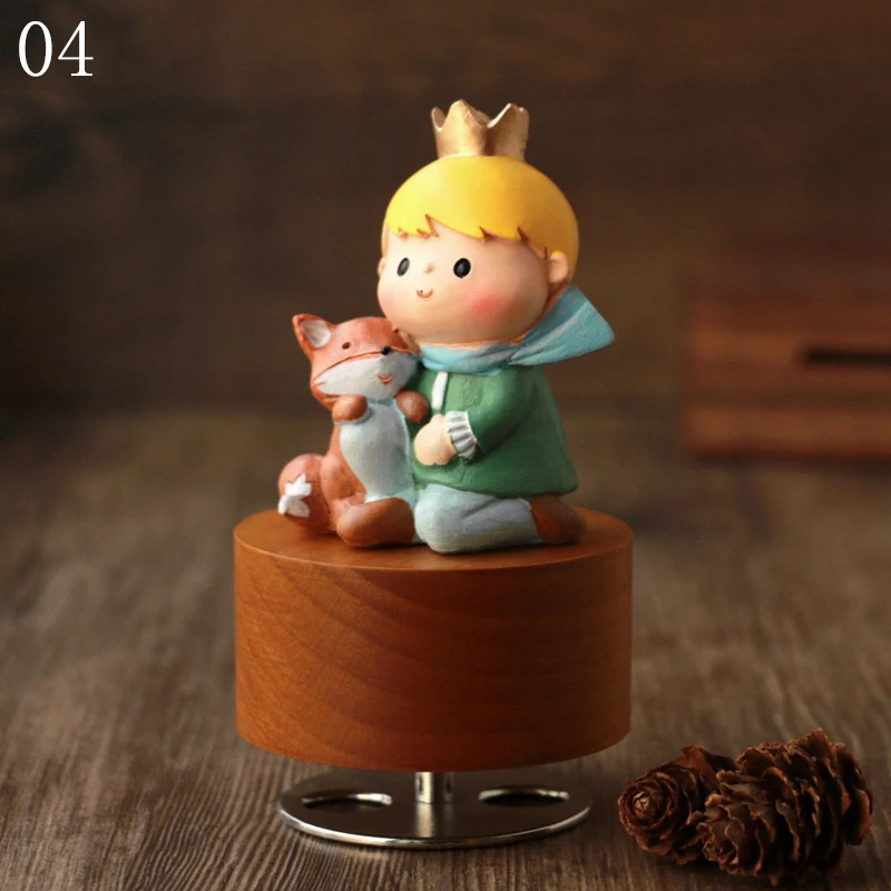 Музыкальная шкатулка Little Prince деревянная вращающаяся с круглой основой