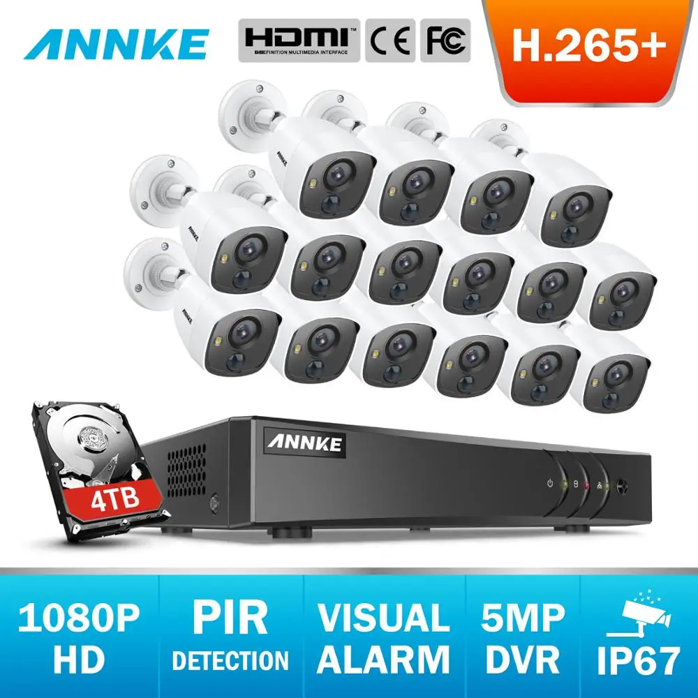 Камера видеонаблюдения ANNKE 16 каналов 5 Мп Lite H.265 + в 1 DVR шт. 1080P инфракрасная камера
