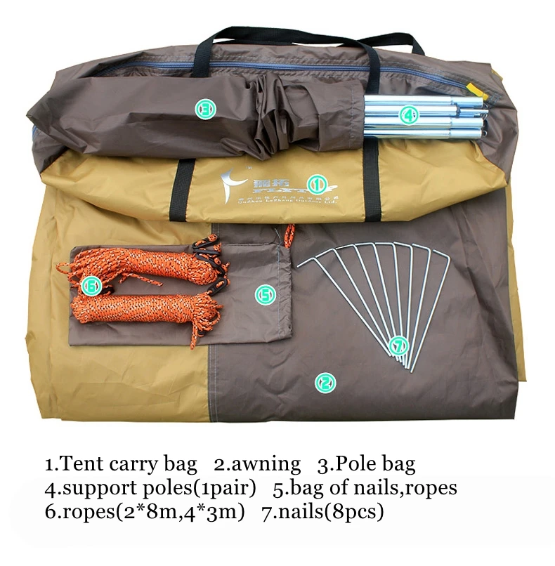 FLYTOP большое пространство 550*560 см Водонепроницаемый УФ тент палатка/Оксфорд с