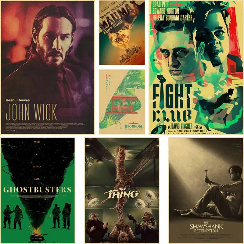 

Classic Movie Film Posters Aesthetic High Quality Kraft Paper John Wick Poster Home Decor Room Bar Cafe Decoration Painting