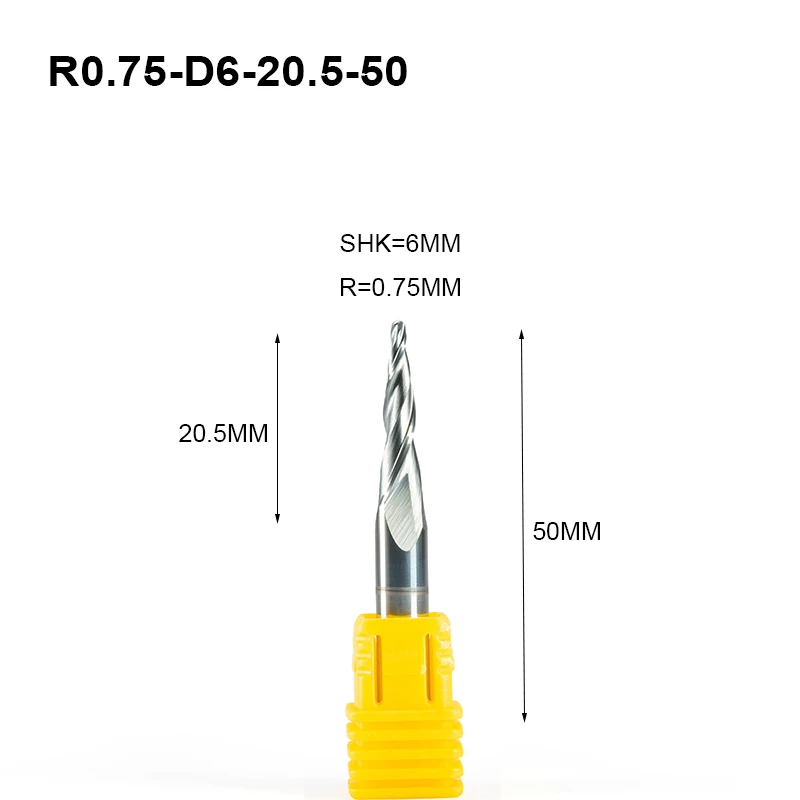 5 шт. R0.25 R0.75 R1 * D6 * 20,5 * 50L * 2F твердосплавные конические концевые фрезы Фрезы с ЧПУ конусные фрезы для дерева и металла от AliExpress RU&CIS NEW