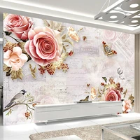 custom mural wallpaper modern hand painted roses flowers butterfly 3d wall painting living room bedroom romantic decor wallpaper