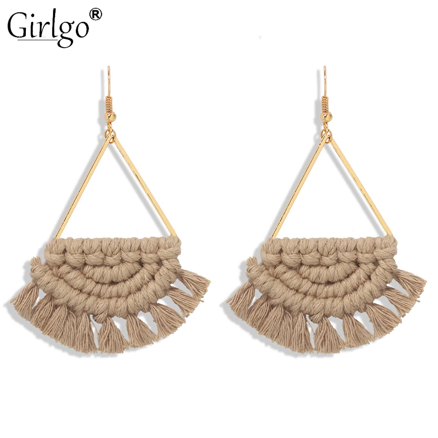 Серьги Girlgo с подвесками ручной работы женские Цветные Висячие Ювелирные