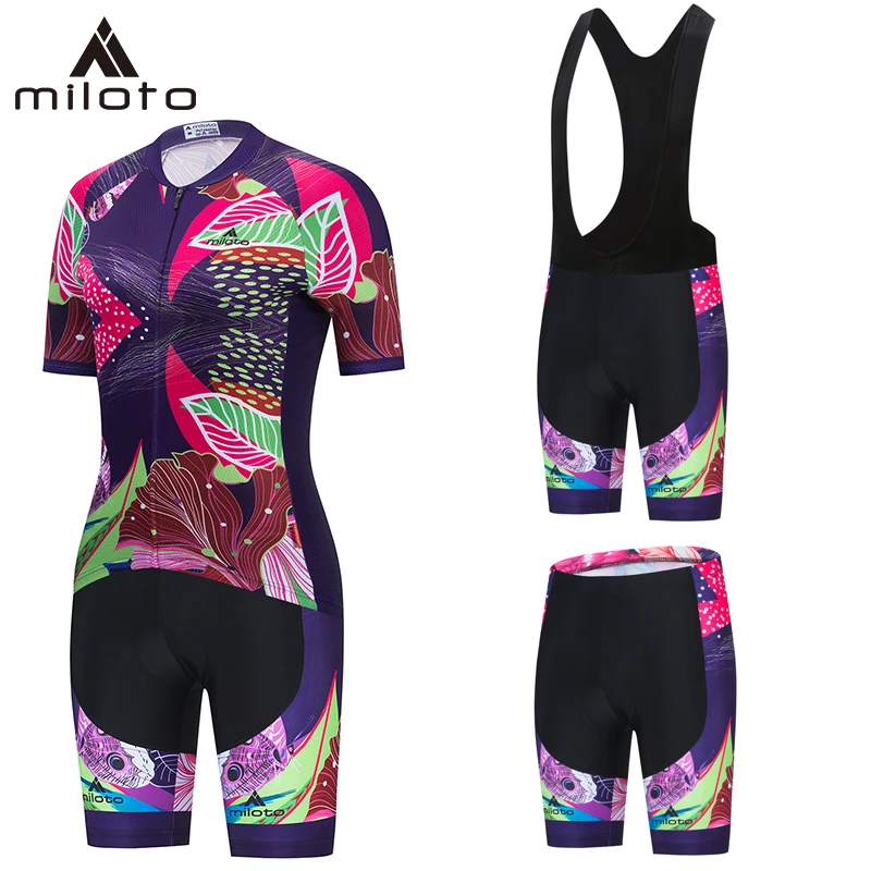 

MILOTO Women Short Sleeve Cycling Jersey Sets Skinsuit Summer Maillot Ropa Ciclismo Bicycle Clothing Bike Shirts Riding Suits