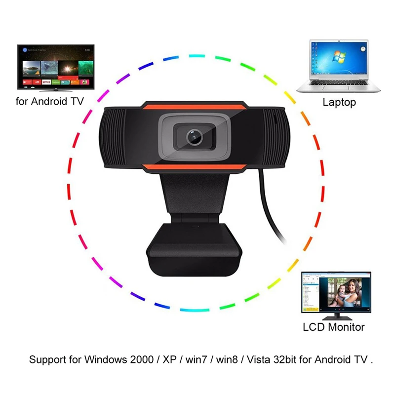 

30 degrees rotatable 2.0 HD Webcam 1080p USB Camera Video Recording Web Camera with Microphone