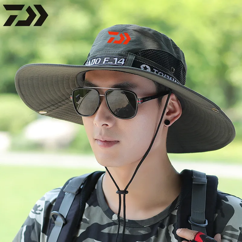 

2021 Daiwa Fishing Hat Daiwa Hat Mountaineering Bucket Hat Sunscreen Breathable Hats for Men Outdoor Sun Protection Fishing Cap
