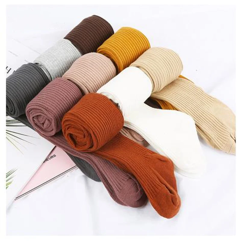 Колготки для малышей трикотажные хлопковые осенние полосатые колготки