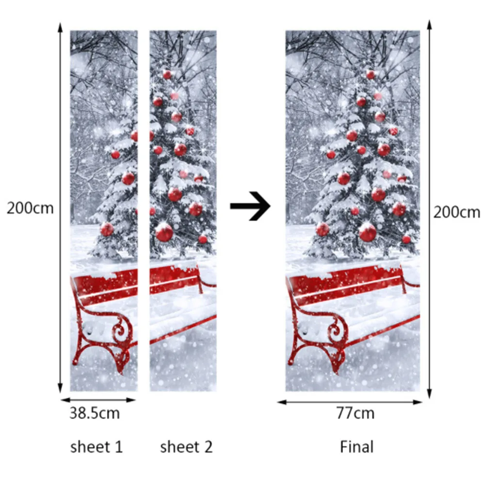 

Christmas Decoration Wall Sticker PVC Waterproof Christmas Tree Door Stickers Self Adhesive Poster Wall Decals Xmas Decor