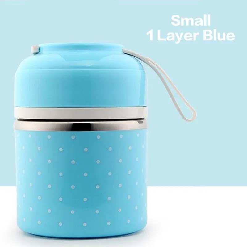 1 layer blue Японский термос для обедов, коробка для стаканов, герметичная коробка из нержавеющей стали, Bento Box, детский портативный для пикника, школы, пищевой контейнер кухонный - Цвет: 1 layer blue